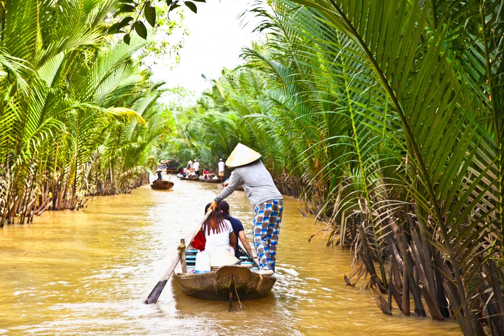 BEN TRE, VIETNAM-NOV 18, 2013: A famous tourist destination is Ben Tre village on Nov 18, 2013. in Mekong delta , Vietnam. Mekong Delta is home of people who live along the many channels.